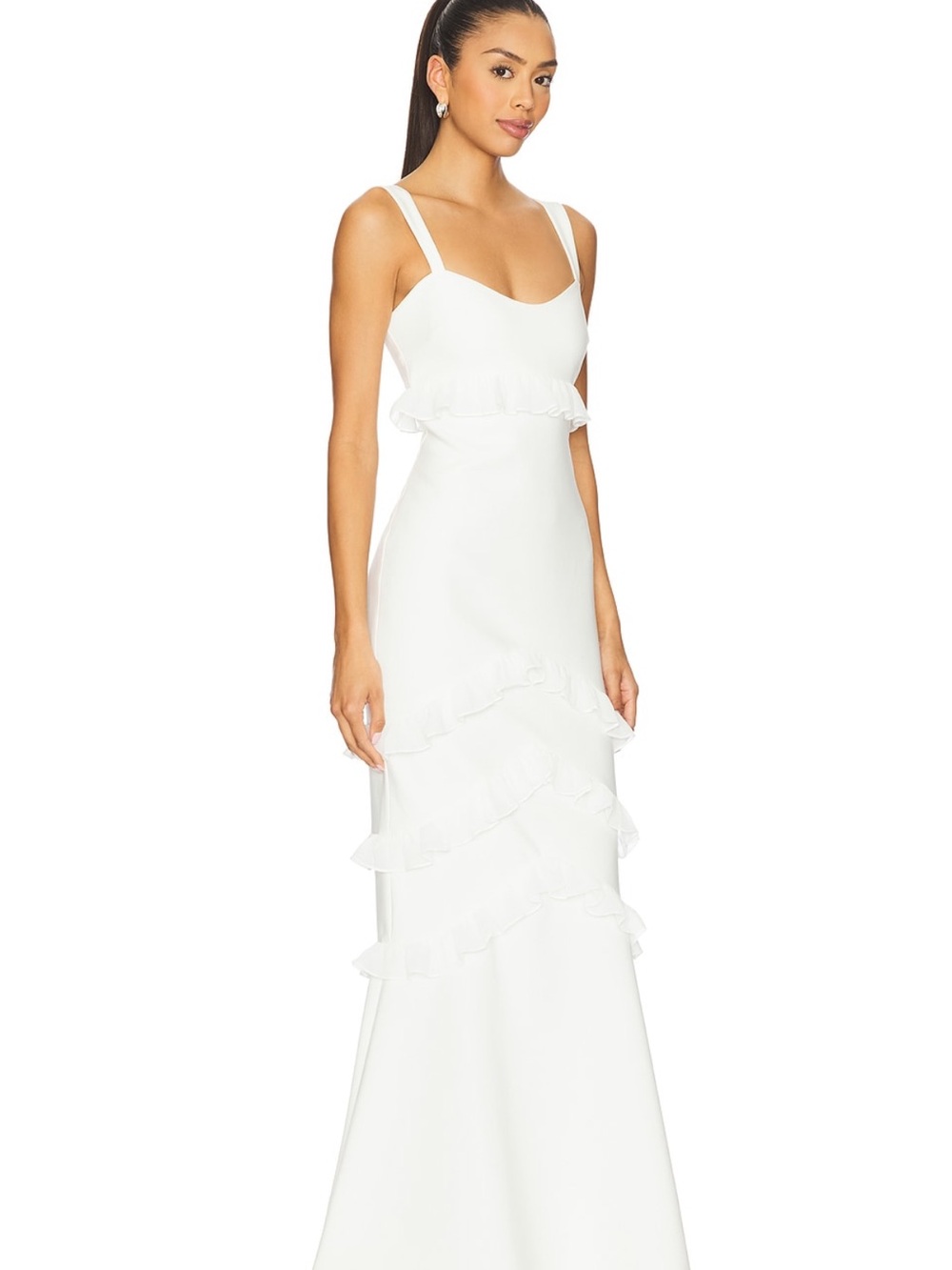Likely SOLANA Gown - White Ruffle Maxi Dress